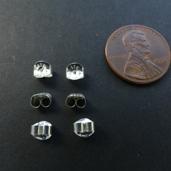Ear Nuts, Sterling Silver, Sold in Pairs, 4mm Diameter