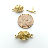 Clasp, Gold Plated, Vintage Asian Box Style, 20x10mm, Set of 2