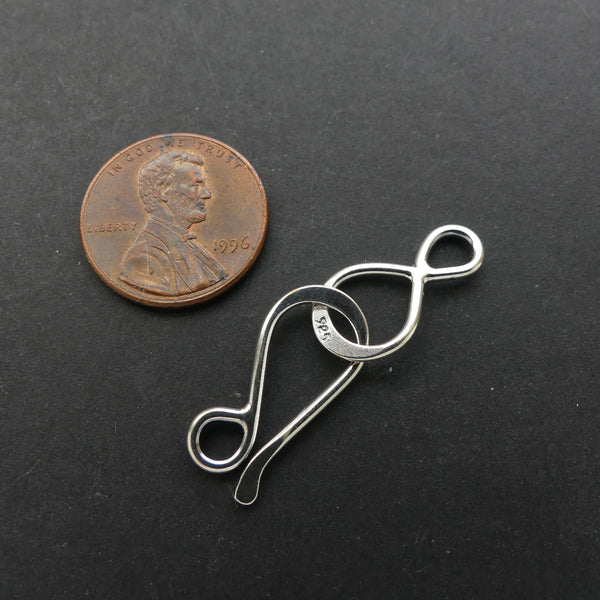 Clasp, Sterling Silver, Hook and Eye, 35x10mm