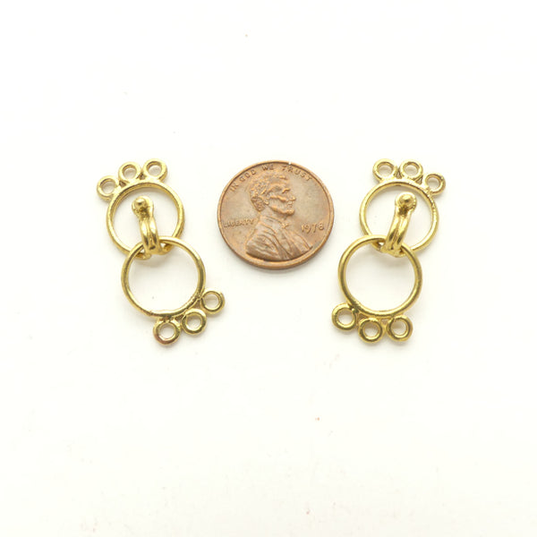 Clasp, Brass, J Hook, Single or Multi-strand, 30mm, Sold Individually