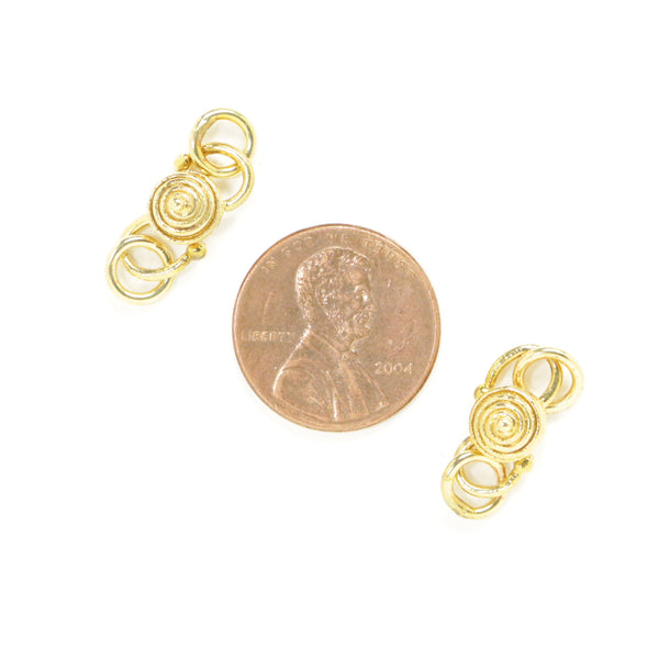 Clasp, Brass, S Hook, Medium Small 24mm with Raised Spiral Design 18mm, Sold Invidivually
