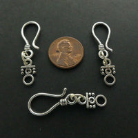 Clasp, Cast White Metal, Large Hook & Decorative Eye, 37mm, Sold in Sets of 3