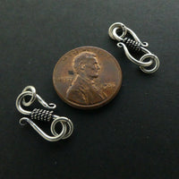 Clasp, Sterling Silver S-Hook, Wire Wrapped Center, 20mm with Rings, Sold Individually