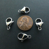 Clasp, Silver Tone (Steel Grey) Lobster, 15mm, Sold by Set of 4