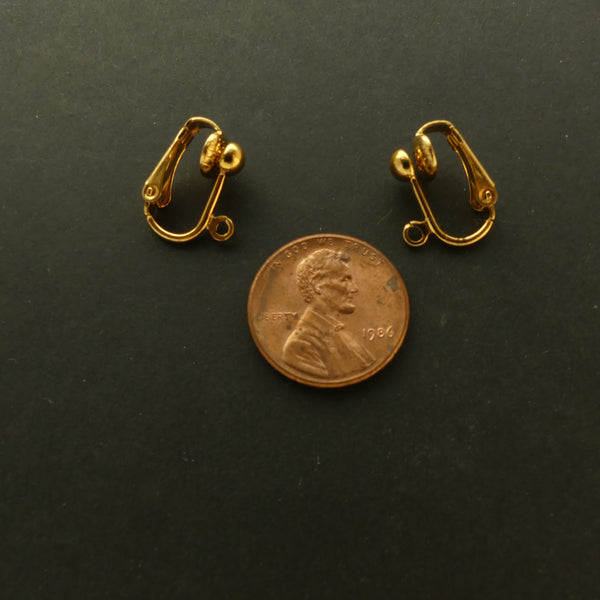Ear Clip with Loop, Gold Plated, Sold by the Pair