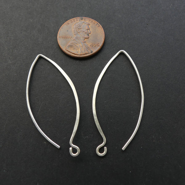 Earwire, Sterling Silver, Flattened Oval, Sold as Pairs, 40x22mm