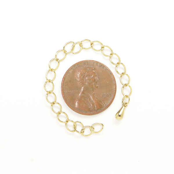 Extender Chain, Gold Plated, 3.25 inches long with Drop at the End, Sold in Sets of 3
