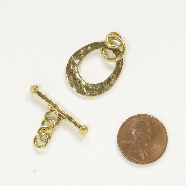 Clasp, Toggle, Brass Oval Hammered Ring from Indonesia, Ring 22x19mm, Sold Individually