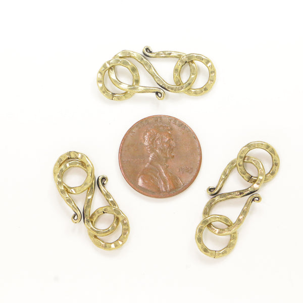 Clasp, Brass, S Hook, Hammered, Small 26mm, Sold Individually