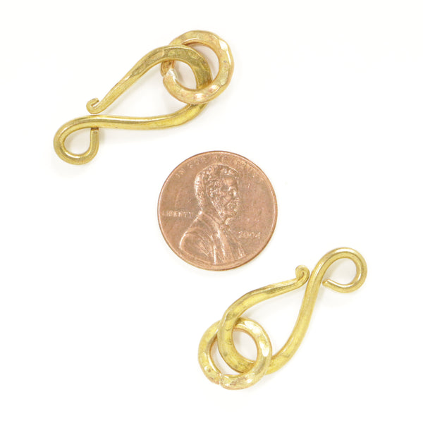 Clasp, Brass, J Hook, Hammered, Medium Large 30mm, Sold Individually