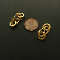 Clasp, Gold Vermeil, S Hook, Medium Hammered 27mm, Sold Individually
