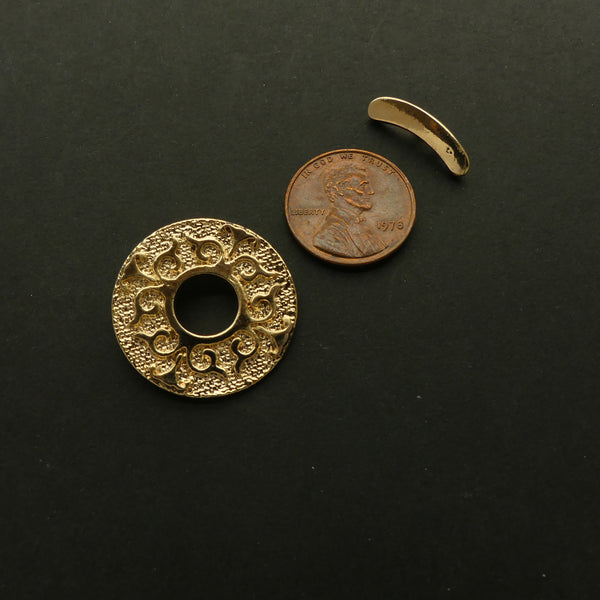 Clasp, Cast Gold-Tone, Toggle, New Growth Design, 25mm Diameter
