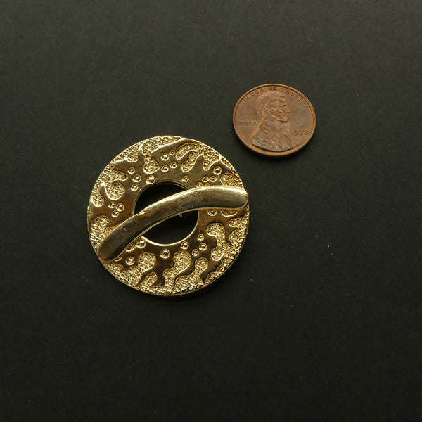 Clasp, Cast Gold-Tone, Toggle, Ring of Fire Design, 35mm, Sold Individually