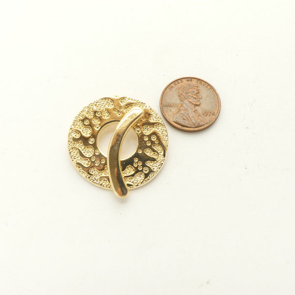 Clasp, Cast Gold-Tone, Toggle, Ring of Fire Design, 30mm Diameter, Sold Individually