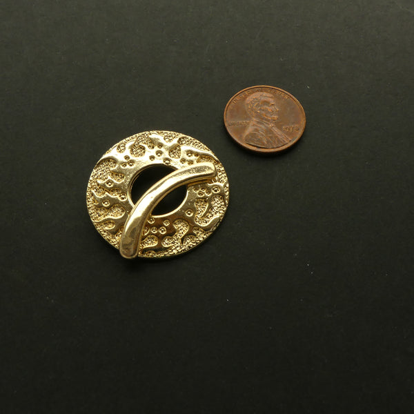 Clasp, Cast Gold-Tone, Toggle, Ring of Fire Design, 30mm Diameter, Sold Individually