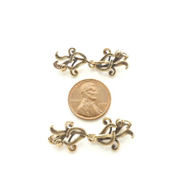 Clasp, Brass, J Hook, Decorative Floral Design, 33mm, Sold Individually