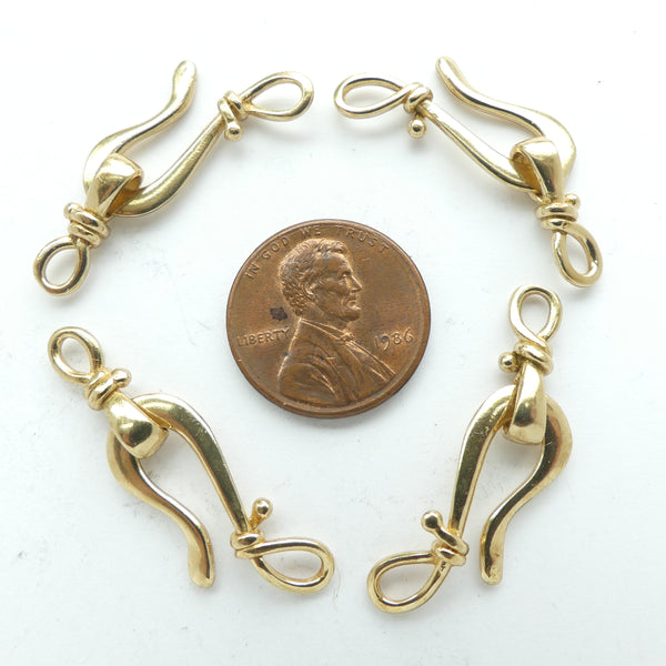 Clasps, Bronze, Elegant J-Hook 35mm, Sold Individually