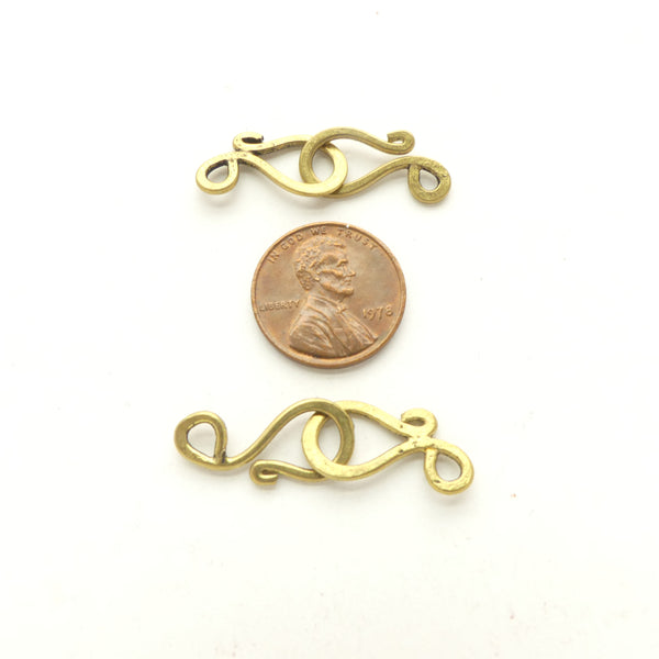 Clasp, Brass, J Hook Double, Flat 34mm, Sold Individually