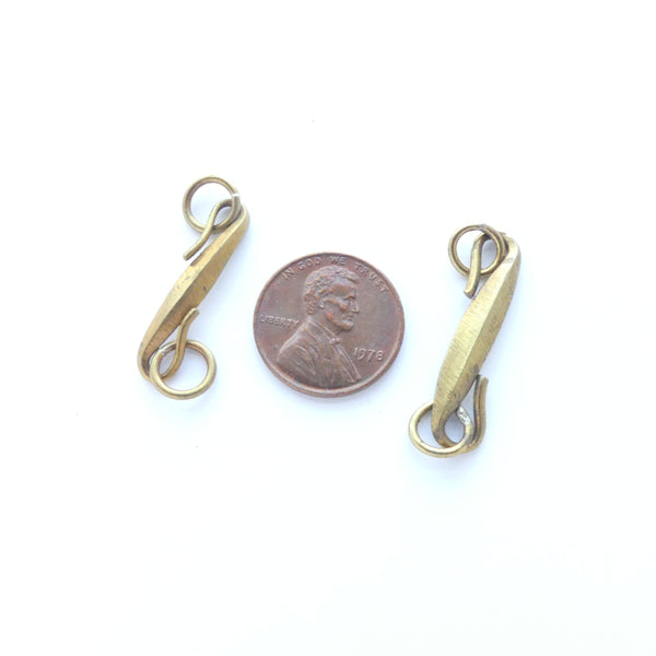Claps, Brass S-Hook from Nepal, 30mm Long, Sold Individually