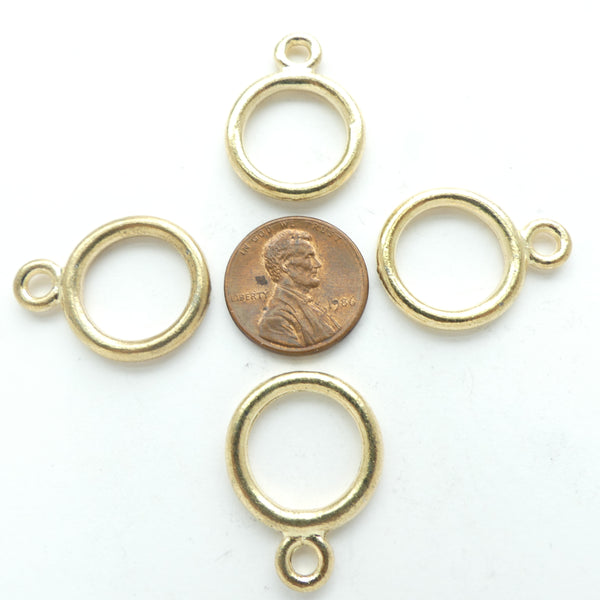 Rings, Gold Tone With Loops, 20mm Diameter, Sold in Sets of 4