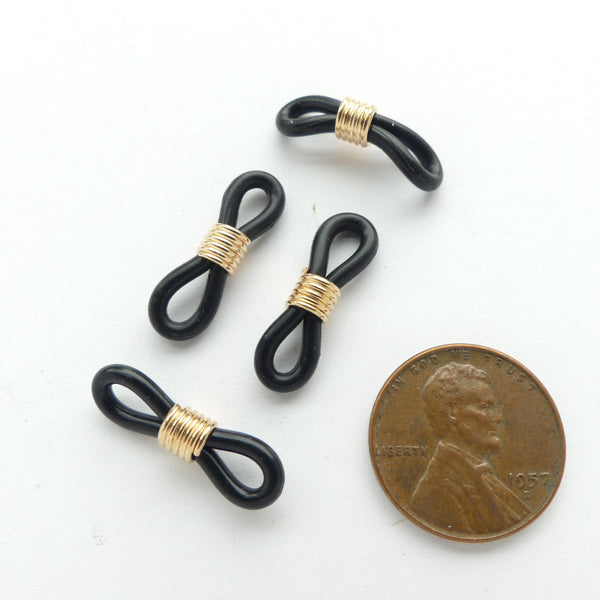Eyeglass Holders for Making Eyeglass Chains, Black with Gold Accent, Set of 4
