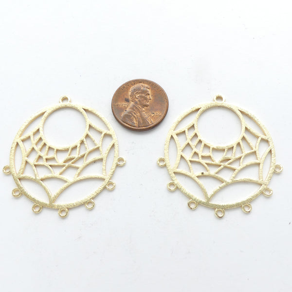 Connector, Brushed Gold for Earrings or Pendant Making, 35mm Diameter, Sold by Pairs