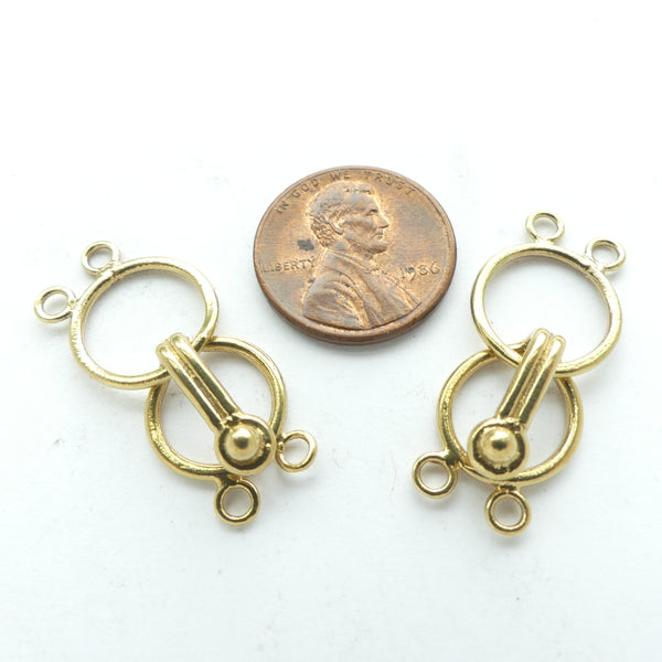 Clasp, Brass Hook and Eye, Two Strand, 35mm long, Sold Individually