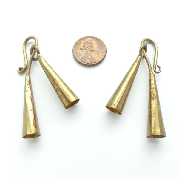 Cone, Brass, Hand Forged with Attached Clasp, 3 inches Long, Sold Individually