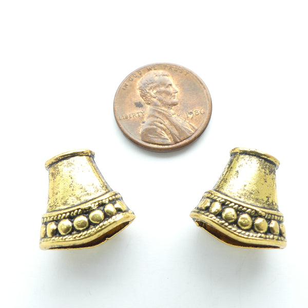 Cones, Cast Brass Flat Wide, 15mm long, Sold in Pairs