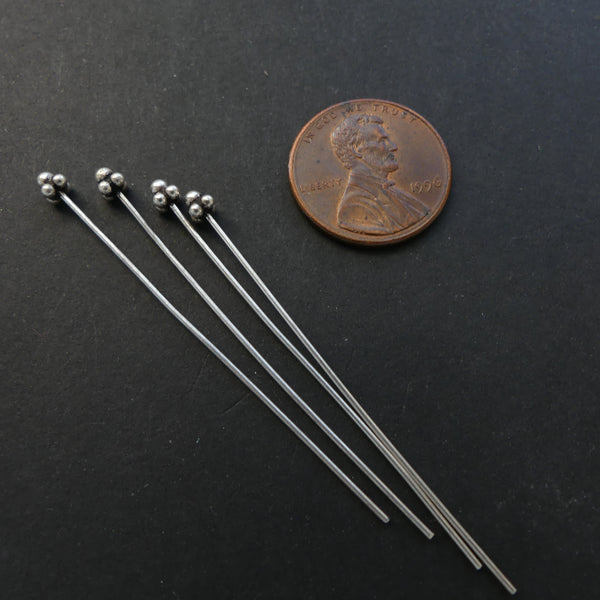 Headpin, Fancy, Indian Sterling Silver, Sold as a Set of 4, 2-inch