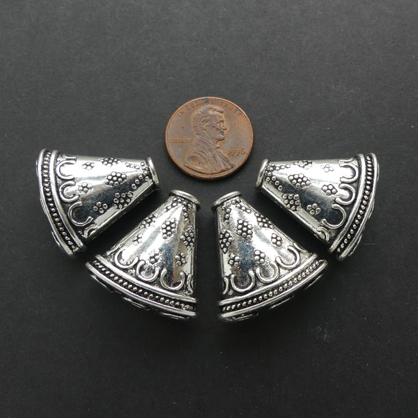 Cast, Cone (Spacer), Silver-tone, Sold in Pairs, 23x23mm