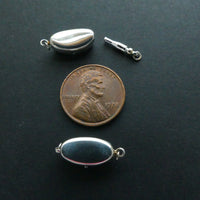 Clasp, Sterling Silver Push, 20mm long including rings