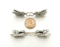 Clasp, Sterling Silver S-Hook, with Two Dragons 60mm Including Rings