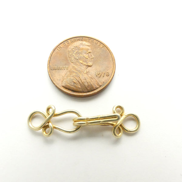 Clasp, Gold Vermeil Hook & Eye, 28mm, Set of 2 Parts
