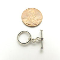 Clasp, Sterling Silver Toggle, Decorated and Antiqued, Ring 12mm Diameter