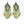 Large Triangle Fringe Earrings, Gold, Bronze & Turquoise Seed Beads, 4 inches long