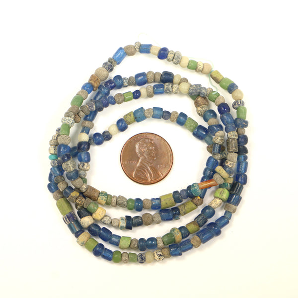 Ancient, Indo-Pacific Beads from North Africa, 3-5mm Assorted Colors on 28-inch Strand