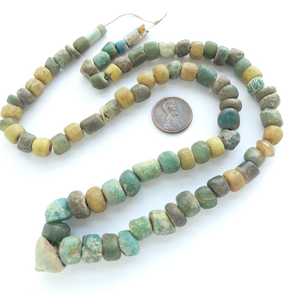 Ancient, Indo-Pacific Beads with Other Glass & Stone Beads & Faience Pendant, 24-inches long
