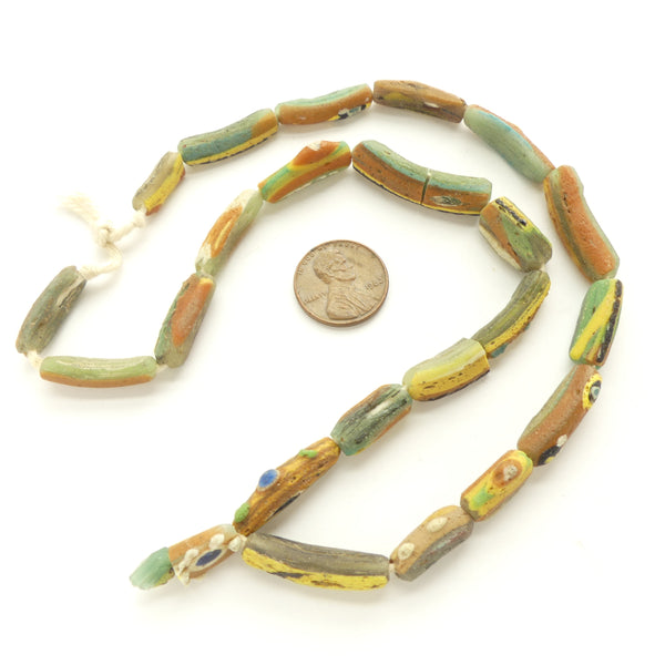 Ancient, Beads Made of Roman/Islamic Era Bangle Fragments, Multicolor, 20 inches long