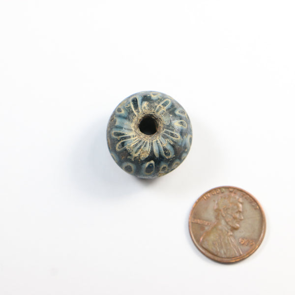 Jatim Bead, Mosaic with Blue and White Eyes, 17x21mm