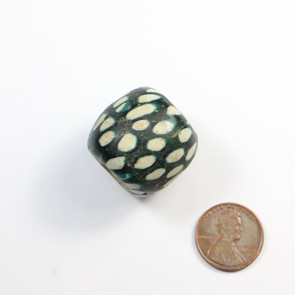 Jatim Bead, Blue with White Spots, 25x27mm