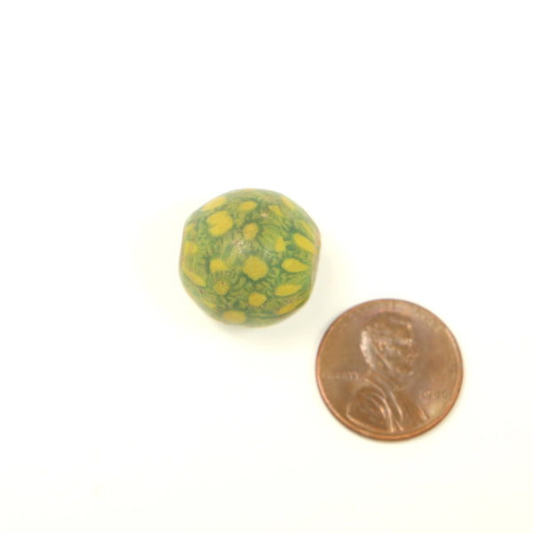Jatim Bead, Green & Yellow Mosaic, 18x18mm