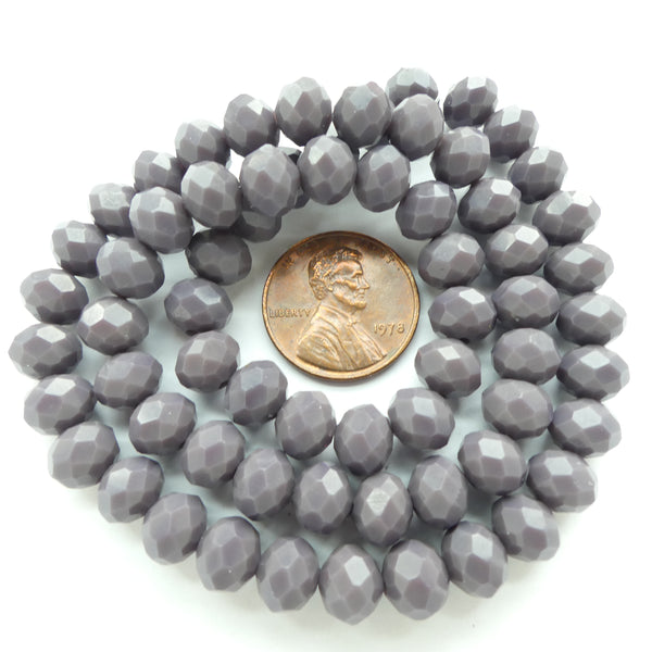 Faceted Glass, "Dragon Crystal" 6x8mm Dark Grey on 16-inch Strands