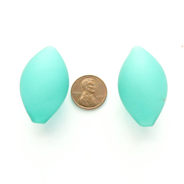 Contempo Murano Hollow Glass Beads, Oval Teal, 37x24mm, Sold Individually