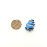Dichroic Flat Oval Bead with Two Colors of Blue Glass, 23x18mm