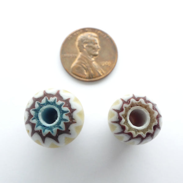 Chevrons, Contemporary American Beads, Subtle Colors Medium Size, Set of 2