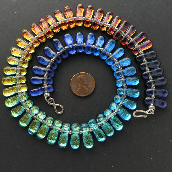 Dichroic Glass Necklace Full Spectrum, 57 Tabs on 17 inch Necklace