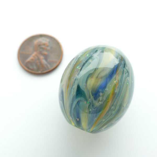 Subtle Borsilicate Glass Bead by Jack Morris, Large Oval 27x22mm with Large Hole