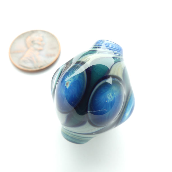 Tom Boylan Bead, Rare Small Blue on Blue Eye Bead, 27x20mm
