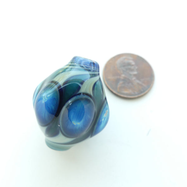 Tom Boylan Bead, Rare Small Blue on Blue Eye Bead, 27x20mm